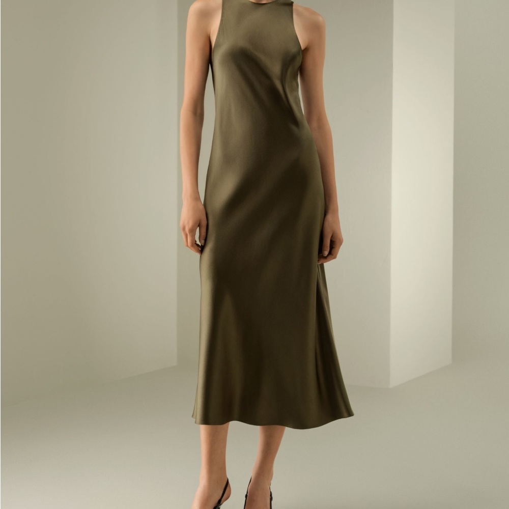 Sleek Sleeveless Silk Maxi Dress